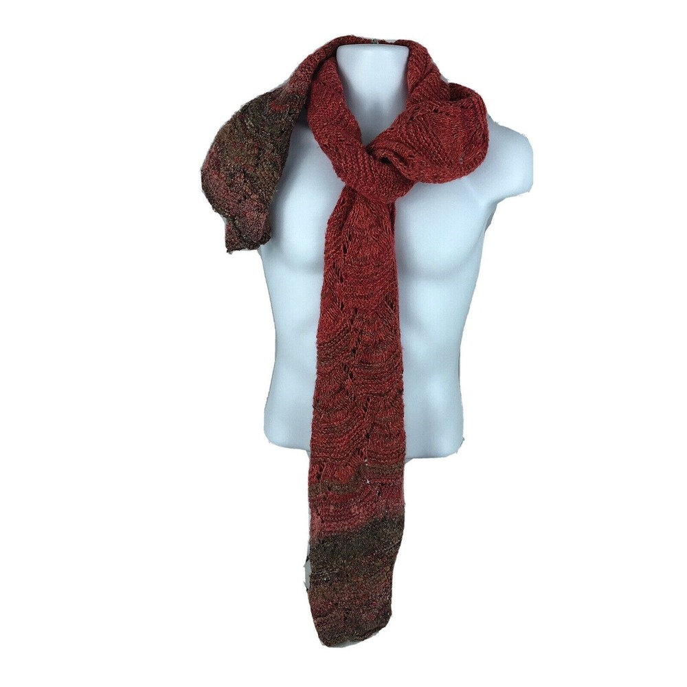 Coldwater Creek Women's Large Scarf 84" x 12" Red & Brown Fall Colors
